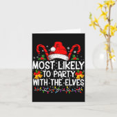 Funny Matching Christmas Most Likely To Party  Karte (Gelbe Blume)