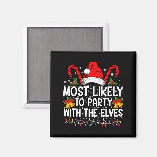 Funny Matching Christmas Most Likely To Party Magnet (Vorderseite/Rückseite)