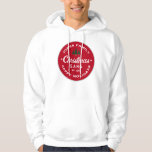 Funny Matching Family Christmas Gang Hoodie<br><div class="desc">Funny Matching Familienweihnachtsbande Hoodie ist Vintag mit einem dunkelroten Kreishintergrund und drei grünen Bäumen mit Dreieck- und Rechteck-Formen. Personalisiert mit Familienname gebogen über den oberen Bereich. Das Zentrum hat "Weihnachtsbande" in einem trendigen, kühnen, kurvenförmigen Buchstaben mit weißer Farbe. Festgestelltes Jahr (oder Ihr(e) Wort(e) ist unter dem Wort "Gang". Der Gruß...</div>