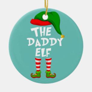 Funny Matching Family Christmas The Daddy Elf Keramik Ornament