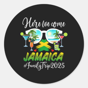 Funny Matching Family Trip Jamaica 2025 Black V-ne Runder Aufkleber