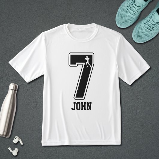 Funny Matching Number 7 Couple Running Custom Name T-Shirt
