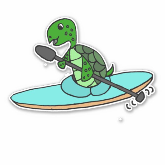 Funny Matching Sea Turtle Kayaking Cartoon Aufkleber (Vorderseite)