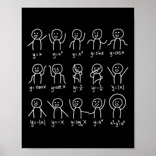 Funny Math Dances Happy Face Sketch Algebra Spaß Poster (Vorne)