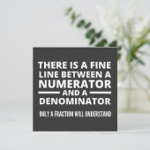 Funny Math FINE LINE NUMERATOR DENOMINATOR Einladung (Stehend Vorderseite)