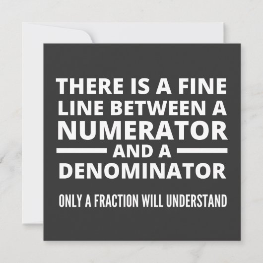 Funny Math FINE LINE NUMERATOR DENOMINATOR Einladung (Vorderseite)