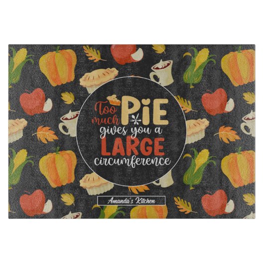 Funny Math Geek Pie Pun Erntedank Food Pattern Schneidebrett (Vorderseite)