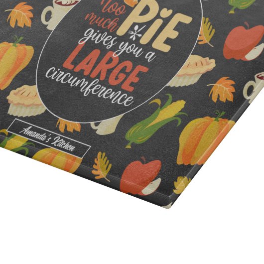 Funny Math Geek Pie Pun Erntedank Food Pattern Schneidebrett (Ecke)