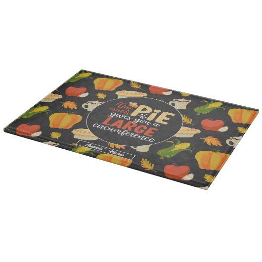 Funny Math Geek Pie Pun Erntedank Food Pattern Schneidebrett (Ecke)