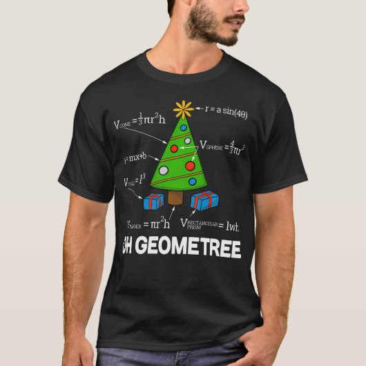Funny Math Geometry Christmas Tree Pun Lehrer T-Shirt (Vorderseite)