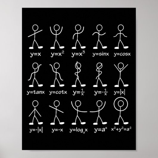 Funny Math Graph Stick Figures Algebra Calculus Hu Poster (Vorne)
