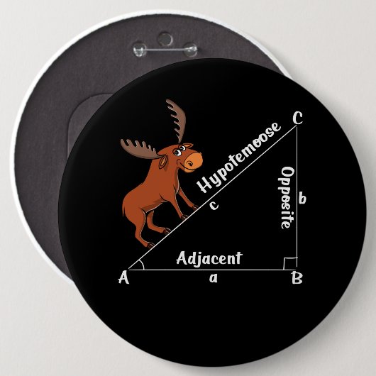 Funny Math Hypotemoose Geometry Else Joke Pun Button (Vorne & Hinten)