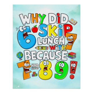 Funny Math Joke Numbers Sticker for Kids Poster
