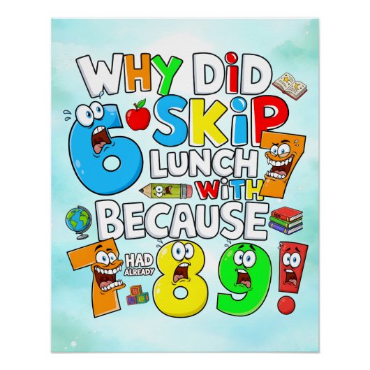 Funny Math Joke Numbers Sticker for Kids Poster (Vorderseite)