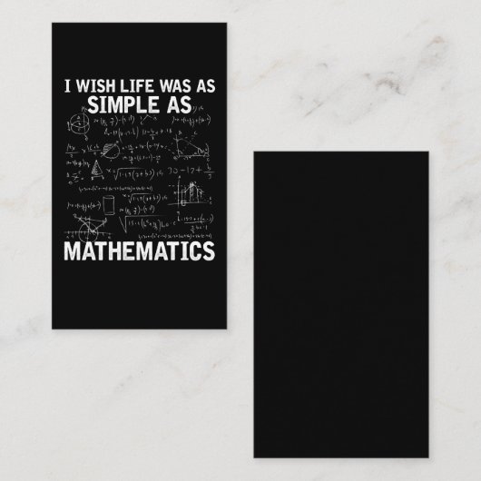 Funny Math Lehrer Mathematik Nerd Visitenkarte (Vorne/Hinten)