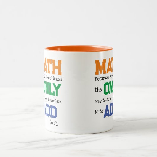 Funny Math Problem Addition Pun Zweifarbige Tasse (Mittel)