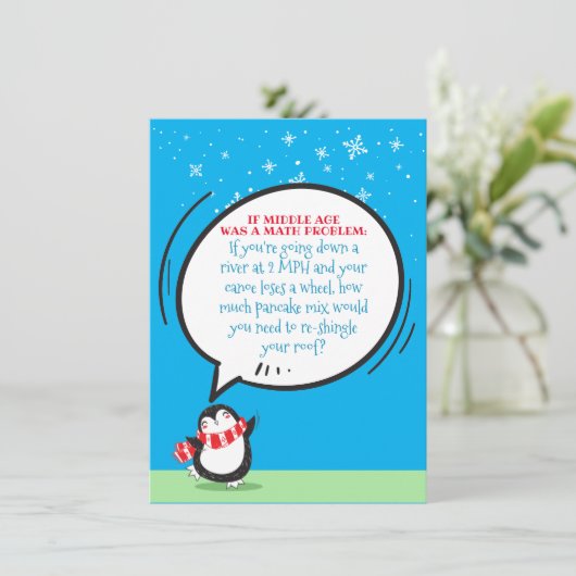Funny Math Problem Middle Age Birthday Card (Stehend Vorderseite)