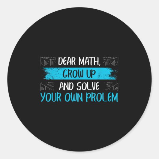 Funny Math Quote Back To School Girls Boys Teens Runder Aufkleber (Vorderseite)