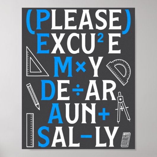 Funny Math Rules Pemdas Pun Teachers Math Day  Poster (Vorne)