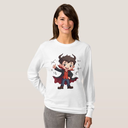 Funny Math Teacher Cartoon - Devilish Educator T-Shirt (Vorne ganz)