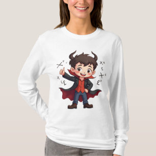 Funny Math Teacher Cartoon - Devilish Educator T-Shirt
