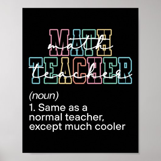 Funny Math Teacher Definition Back To School First Poster (Vorne)