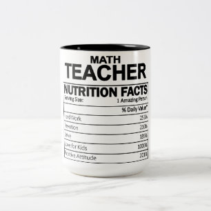 Funny Math Teacher Nutrition Fakten Zweifarbige Tasse