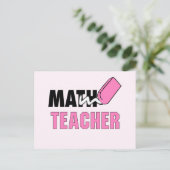 Funny Math Teacher Pink Eraser Postkarte (Stehend Vorderseite)