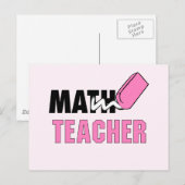 Funny Math Teacher Pink Eraser Postkarte (Vorne/Hinten)