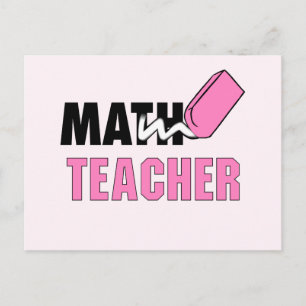 Funny Math Teacher Pink Eraser Postkarte