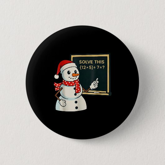 Funny Math Teacher Snowman Christmas Puzzle Winter Button (Vorderseite)