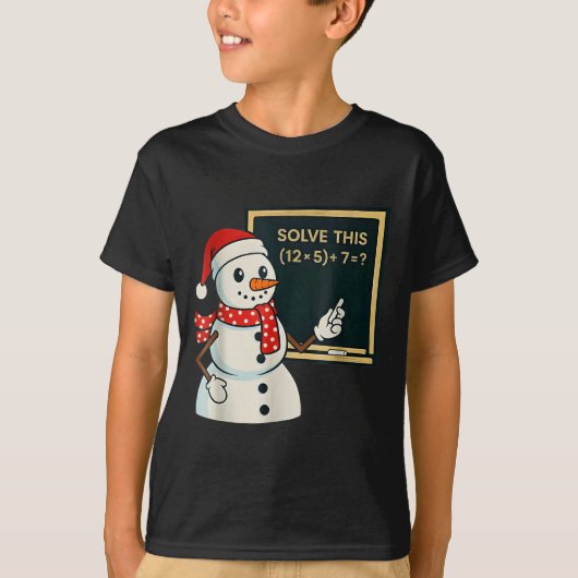 Funny Math Teacher Snowman Christmas Puzzle Winter T-Shirt (Vorderseite)