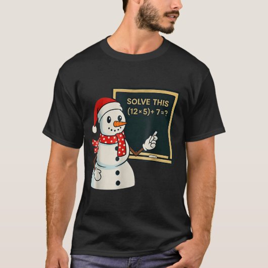 Funny Math Teacher Snowman Christmas Puzzle Winter T-Shirt (Vorderseite)