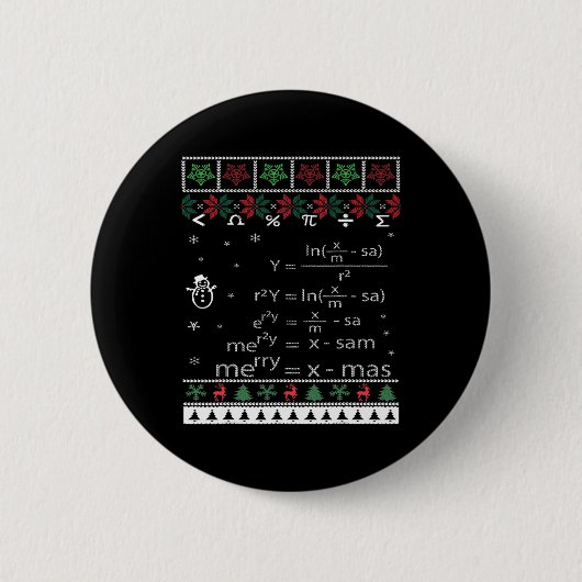 Funny Mathe Lehrer Weihnachten frohe Weihnachten W Button (Vorderseite)