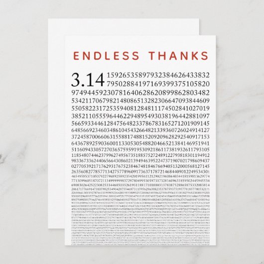 Funny Mathe Nerd Danke, Card, Nummer Pi Dankeskarte (Vorne/Hinten)