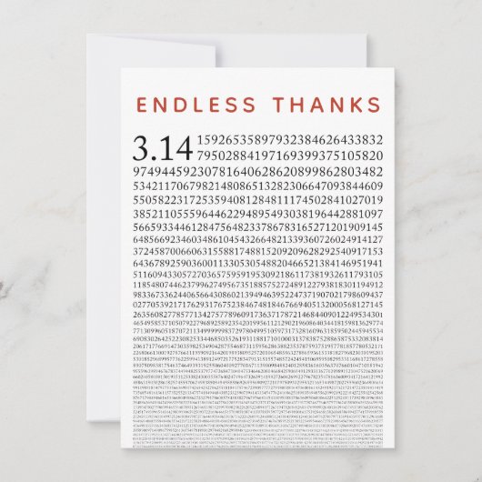 Funny Mathe Nerd Danke, Card, Nummer Pi Dankeskarte (Vorderseite)