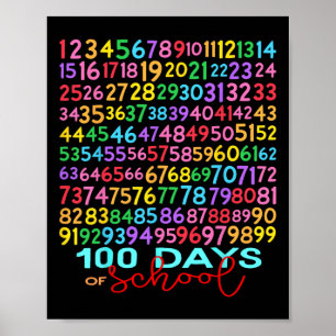Funny Mathe Numbers 100. Schullehrer Kind Poster