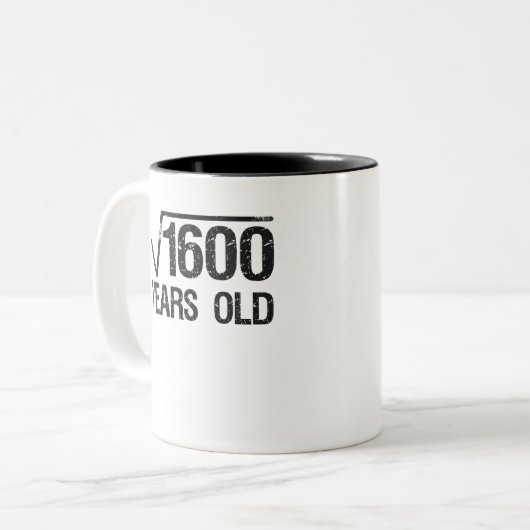 Funny Mathe Problem Square Wurzel von 1600 gleich  Zweifarbige Tasse (Vorderseite Links)