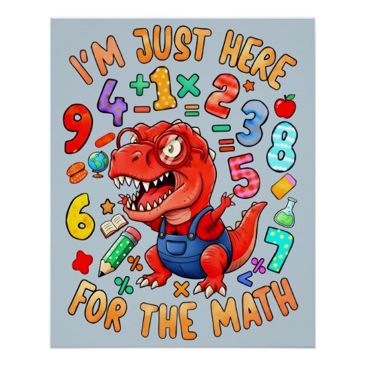 Funny Maths Dinosaur Poster for Kids UK Classroom (Vorderseite)