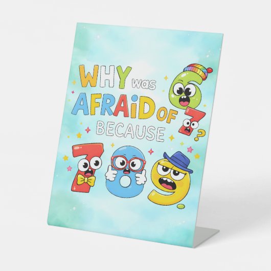 Funny Maths Numbers Joke Desk Art for Kids Sockelschild (Vorderseite)