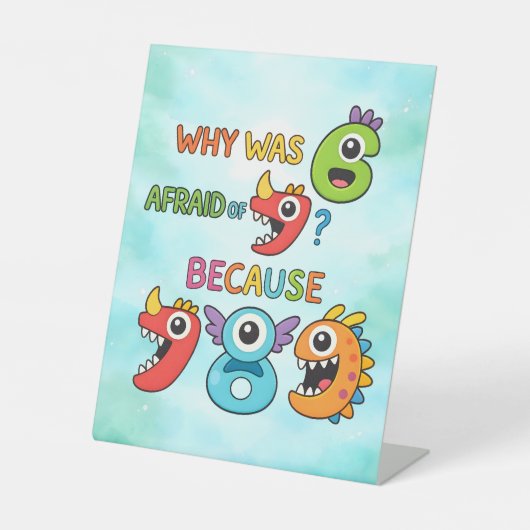 Funny Maths Numbers Joke Desk Poster for Kids Sockelschild (Vorderseite)