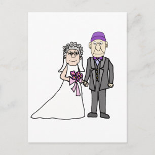 Funny Matte Bride und Groom Wedding Senioren Postkarte
