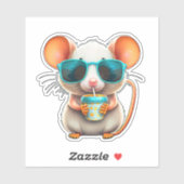 Funny Maus trinken Aufkleber (Blatt)