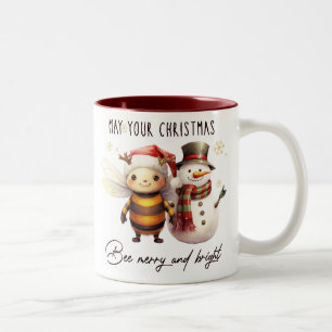 Funny May Ihre Weihnachtsbiene fröhlich und hell Zweifarbige Tasse