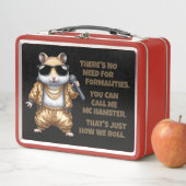 Funny MC Hamster Rapper mit Golden Baggy Pants Metall Brotdose (Beispiel)