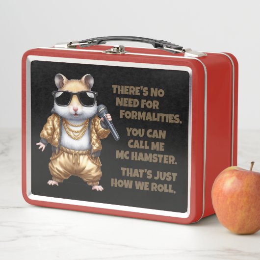 Funny MC Hamster Rapper mit Golden Baggy Pants Metall Brotdose (Beispiel)