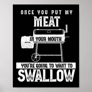 Funny Meat Smoke Grillen Party Grillen Rauchen Pig Poster