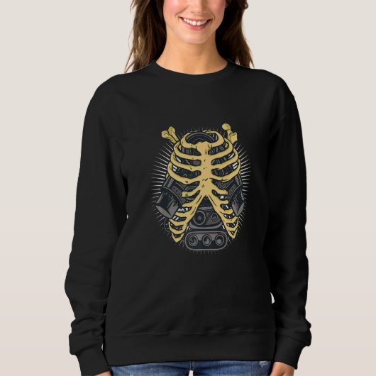 Funny Mechanic Car Engineer Skeleton Mechanik Fett Sweatshirt (Vorderseite)