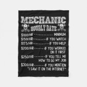 Funny Mechanic Hourly Rate Joke Design  Fleecedecke (Vorderseite)