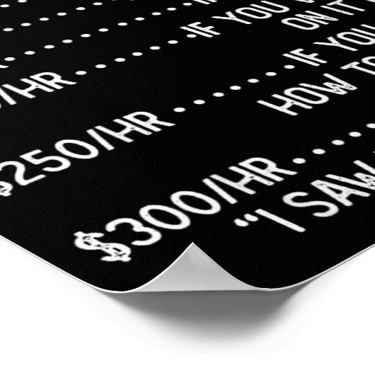 Funny Mechanic Hourly Rate Joke Design  Poster (Ecke)